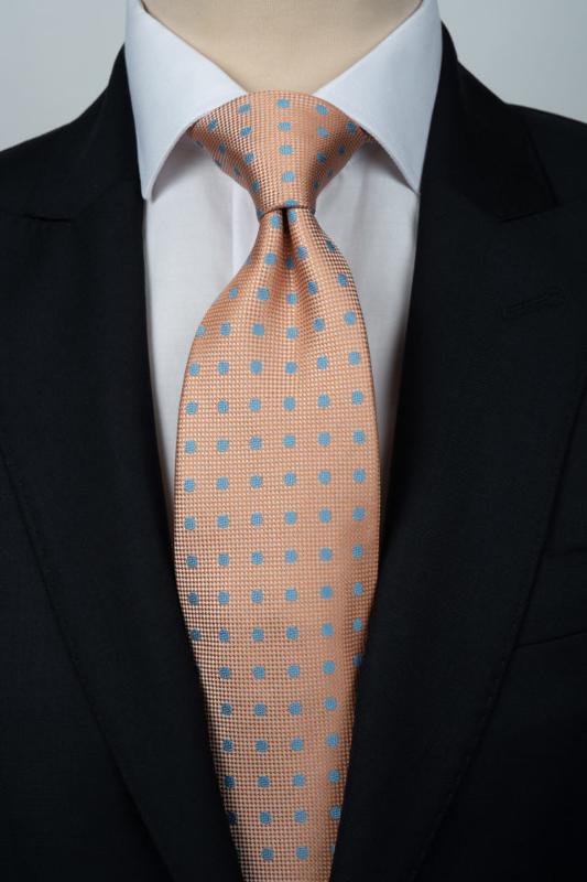Cravate saumon a pois bleu + pochette assortie, Vêtements pour hommes sur  europages. - europages