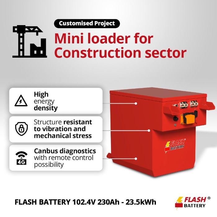 Flash Battery 102.4V, 230Ah -23.5kWh for construction sector