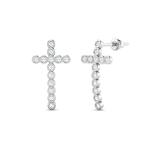 Boucles d'Oreilles Croix avec Pavé de Diamants