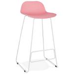 Tabouret de bar design ULYSSE pieds métal blanc (rose)