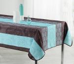 Nappe rectangulaire anti tâche – Feuilles & marguerites – Turquoise