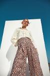 Pleated Print Flared Pants