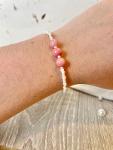 Bracelet avec pierres naturelles de rhodonite rose