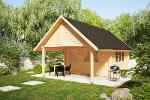 CHALET DE JARDIN BOIS AVEC AUVENT “MARK” 16M² 44MM