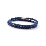 BRACELET HOMME PPJ CUIR BLEU OUTREMER 2 TOURS