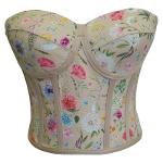 Bustier corset à nouer à motif floral nude