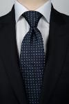 Cravate bleu marine fantaisie + pochette assortie