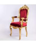 Fauteuil baroque doré et rouge Carved