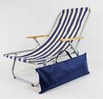 Chaise de plage se plie en sac blanc et bleu marine 150 kg