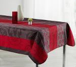 Nappe rectangulaire anti tâche – Feuilles & fleurs rouges