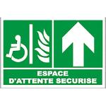 Panneau d'évacuation espace d'attente securise fleche...