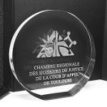 Trophée en verre -  Trophée médaille à poser