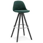 Tabouret de bar design en velours pieds bois MERRY (vert)