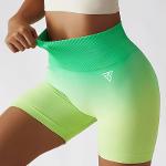 SHORT ÉLASTIQUE TAILLE HAUTE DÉGRADÉ VERT ET JAUNE - S