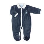 Pyjama naissance velours - Bleu marine