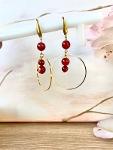 Boucles d'oreilles en pierres naturelles de cornaline rouge