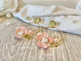 Boucles d'oreilles fleurs de cerisier rose pendantes