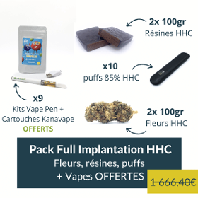 Pack Full Implantation HHC - Fleurs, résines, puffs + Vapes OFFERTES