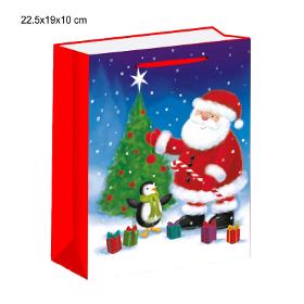 Sac Bleu Pere Noel Sapin 22,5*19*10cm (scol 50)