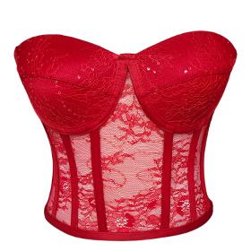 Bustier corset transparent rouge à nouer