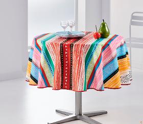 Nappe ronde anti tâche – Lignes Multicolores