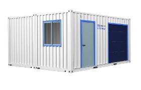 Garage préfabriqué en containers maritimes 28 m² avec porte sectionnelle