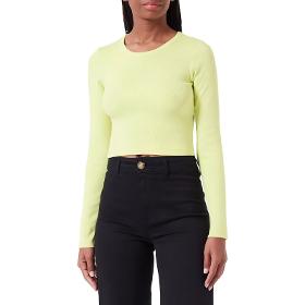 Jack & Jones Jxfeline STR Ls Rib Tee JRS Noos Top, Vert Citron, L Femme