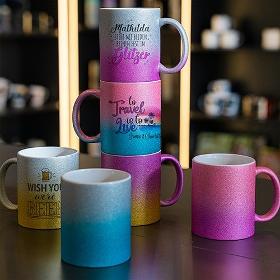 Mugs couleurs pailletés