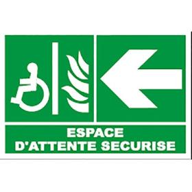 Panneau d'évacuation espace d'attente securise fleche...