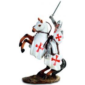 Figurine 17cm : Templier sur cheval cabré