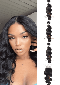 3 tissages Brésiliens Loose Wave avec closure