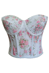Bustier corset transparent couleur rose à nouer
