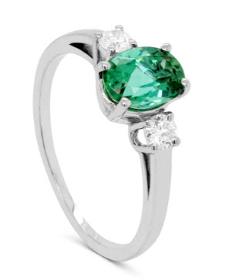 Bague trilogie diopside de chrome / 2 bts - 0.24 ct B251