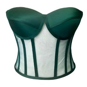 Bustier corset transparent vert émeraude à nouer