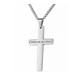 Pendentif croix acier personnalisé - 2056