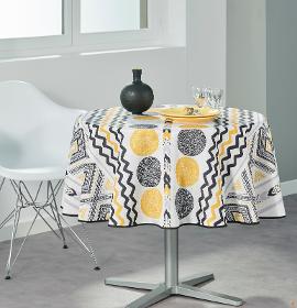 Nappe ronde anti tâche – Losanges et Cercles jaunes