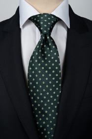 Cravate verte à pois + pochette assortie