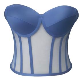 Bustier corset à nouer sans bretelles en satin bleu marine