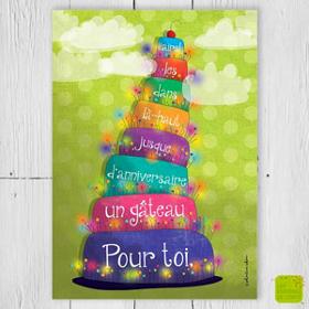 Carte d'anniversaire "Gâteau là-haut"