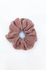 Scrunchie velours côtelé rose