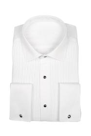 Chemise de cérémonie blanche à petit col avec plastron