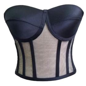 Bustier corset transparent noir à nouer