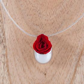 Collier Grande Goutte avec rose rouge