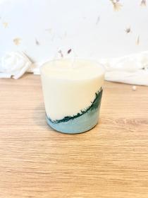 Tiny candle, Bougie en béton décoratif bleu et cire de soja fait main