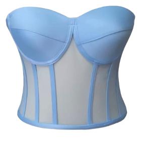 Bustier corset transparent bleu glacier à nouer