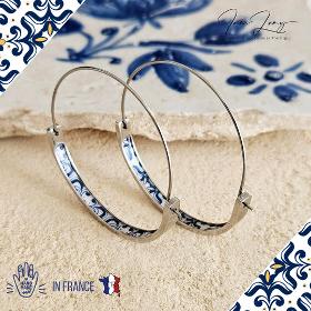 PAMELA - BOUCLES D'OREILLES CReOLES PORTUGAISES BLEUES				