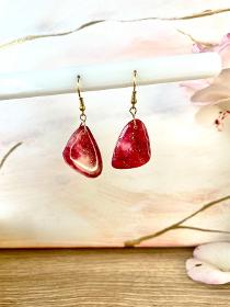 Boucles d'oreilles fake stone rubis pendants triangles~