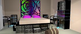 Chambre "Roseline" avec 11 tiroirs - Tête de lit "Floral" à partir de