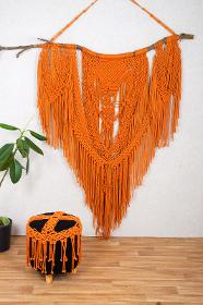 Orange Macrame Wall Hanging