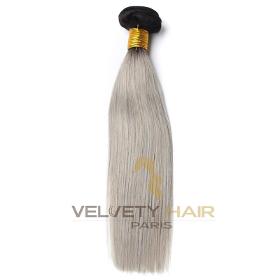 Tissage Remy 1B/Gris (Gris avec racine marron) cheveux 100% naturels